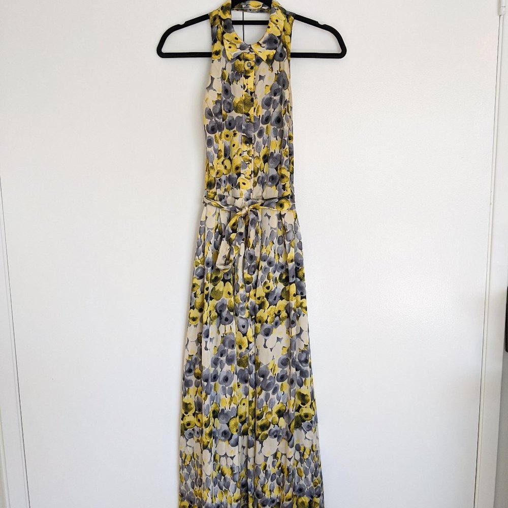 Yellow and gray floral maxi dress from Modcloth